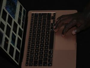 a person using a laptop